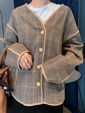 Women's Plaid Casual Versatile Daily Long Sleeve Jackets